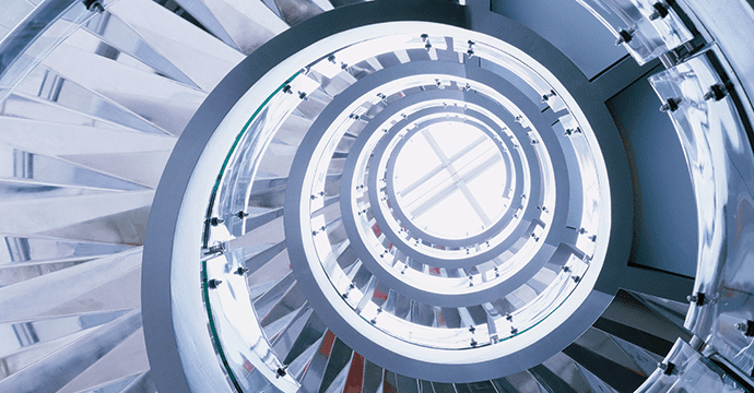 steel staircase, circular economy