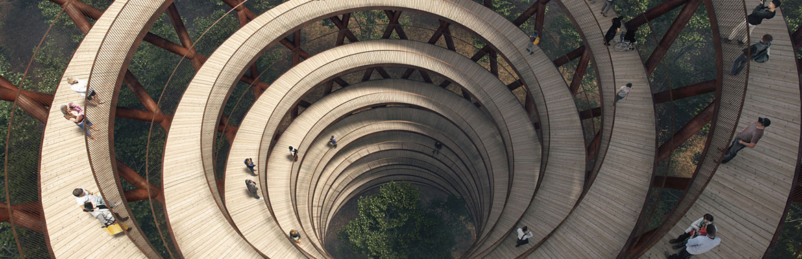 Image for %sUnique steel observation tower blends into Danish forest