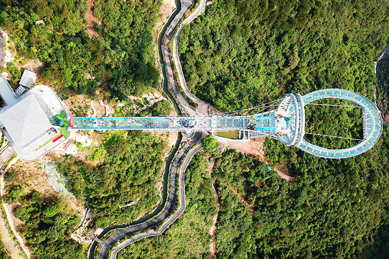 Aerial view of Huangtengxia Tianmen Sky Walk