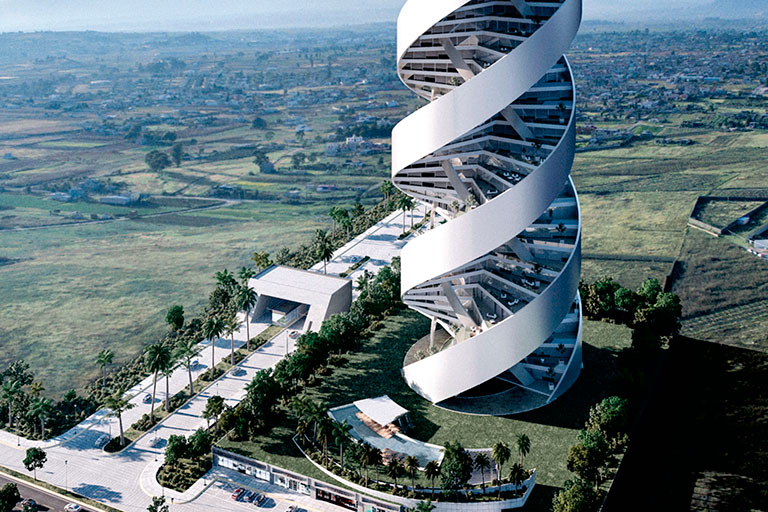 Aerial artist's rendition of the Torre Helea project