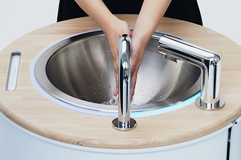 Portable hand washing station by WOTA