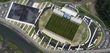 Aerial view of the Kamaishi stadium, Japan