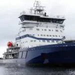 Arctia, the North Star icebreaker, in the water