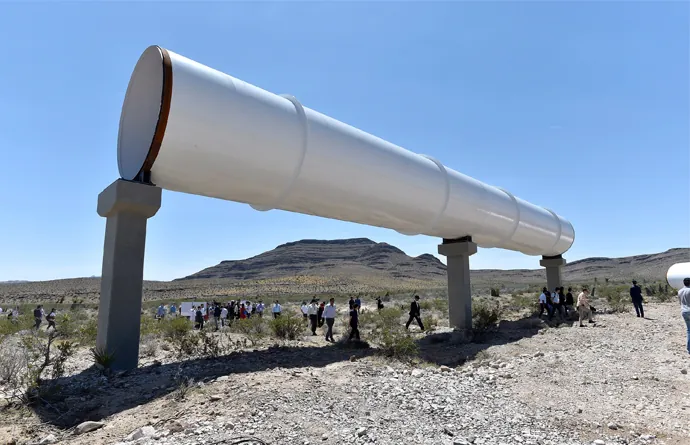 A tube is displayed at the Hyperloop One Test and Safety site in Nevada, US A tube is displayed at the Hyperloop One Test and Safety site in Nevada, US