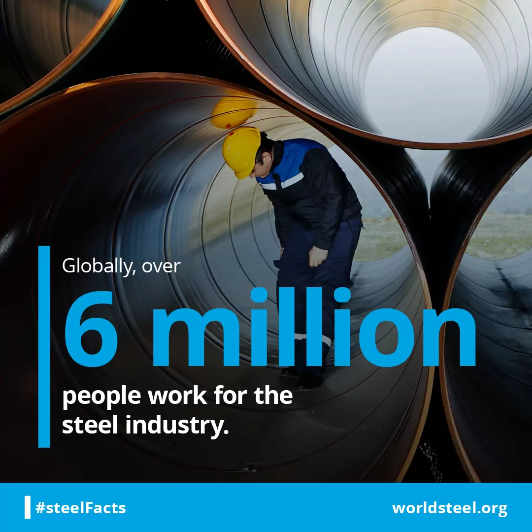 How many people work in the steel industry globally