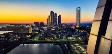 Abu Dhabi skyline view of the downtown at blue hour