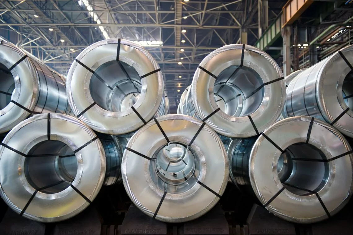 Steel coils stacked