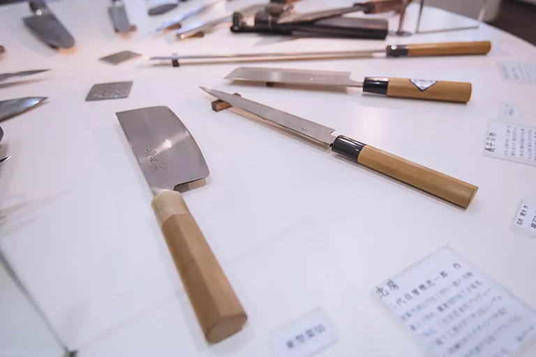Sushi knives on display