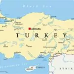 Map of Turkey with Canakkale region marked in red